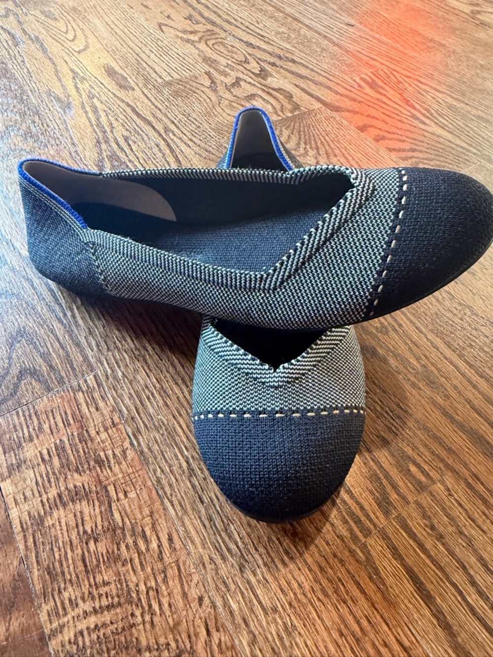 Rothy's Black and Gray Knit Slip-On Ballet Flats